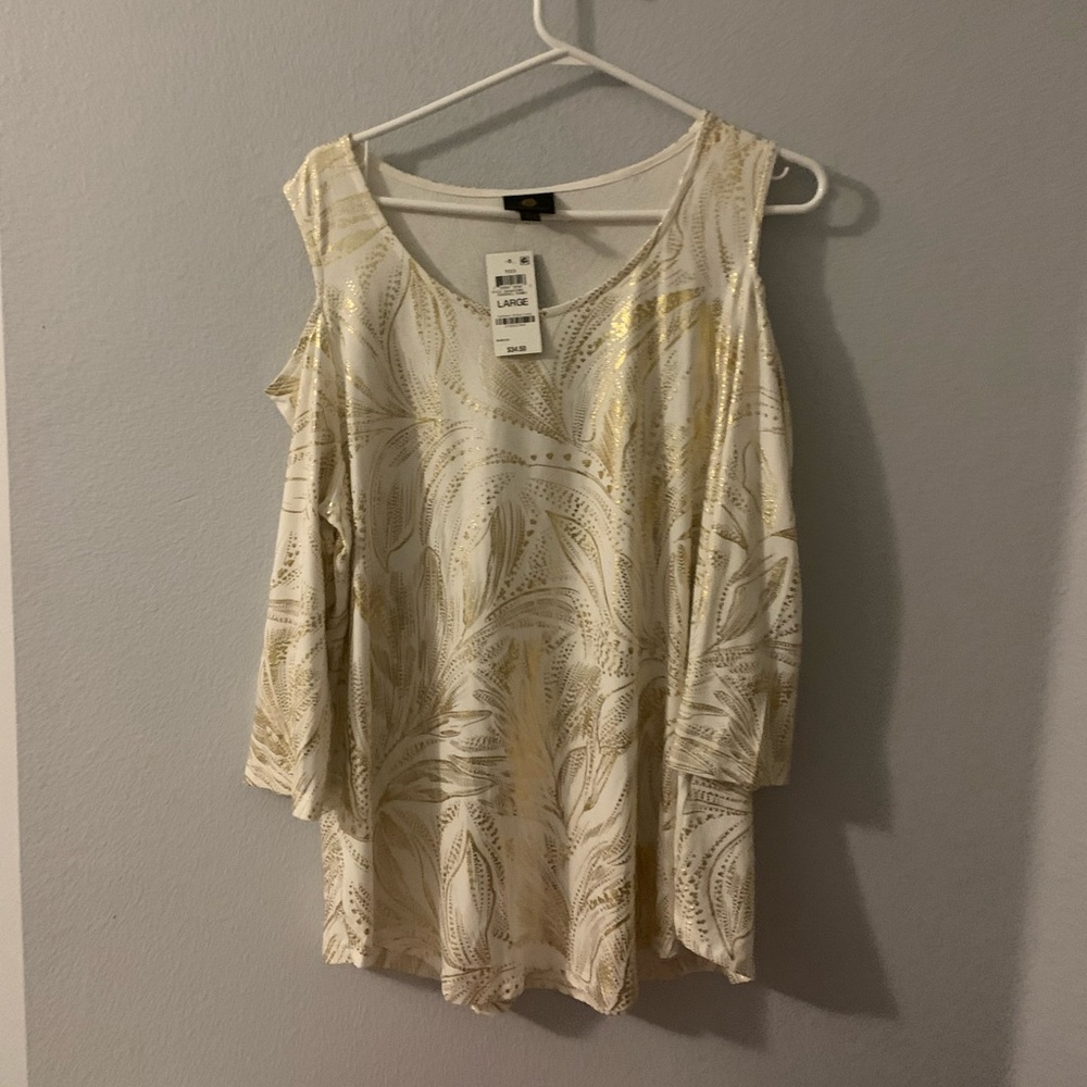 White Blouse with Gold Detail NWT